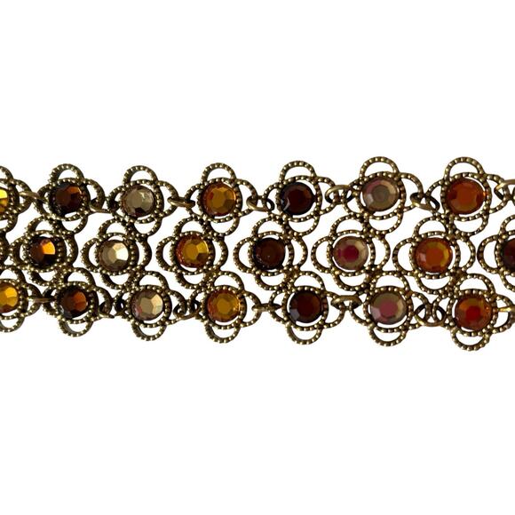 Rhinestone Crystal Link Choker Necklace Party Prom Necklace Women Gold Brown - Picture 3 of 10